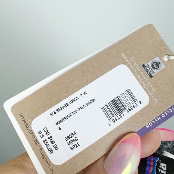 PATAGONIA | NEW Baggies Longs 7” Inseam Shorts Mangrove Tiki Men’s Size Small - Picture 10 of 11